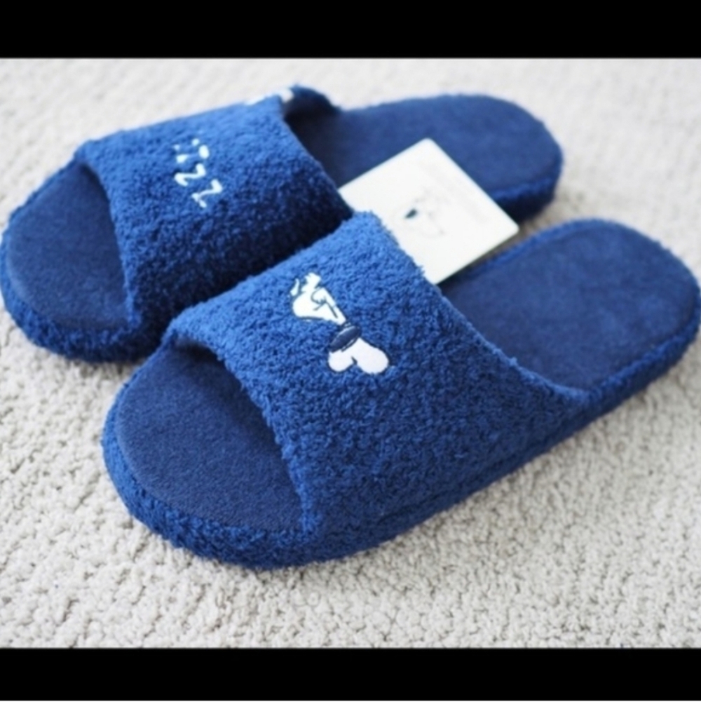 Uniqlo x Peanuts Snoopy House Terry Slippers Navy Blue Lounge Zzz Shoes Men's 9